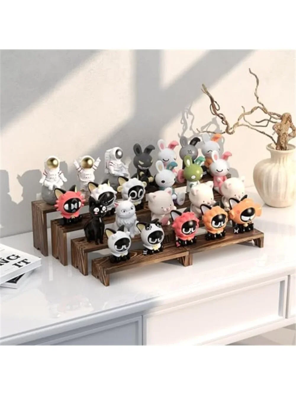 2 Set Wooden Tiered Risers Display Stands for Vendor Events,Stackable Wood Riser